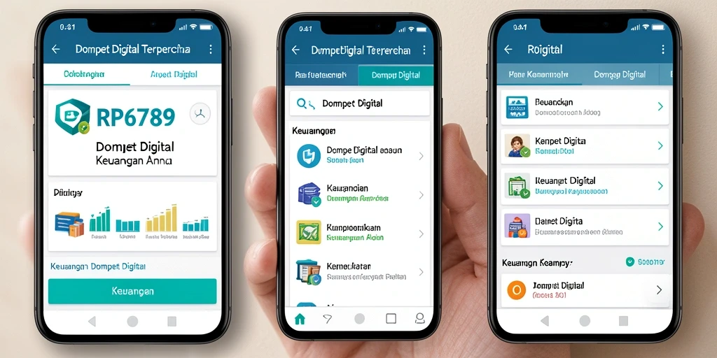 Tampilan antarmuka aplikasi Dompet Digital RP6789 yang modern dan mudah digunakan.