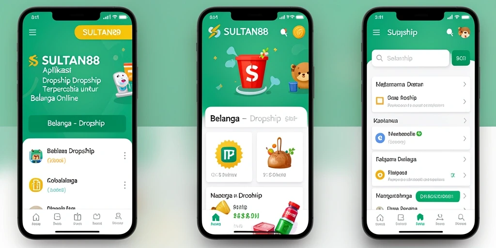Tampilan antarmuka aplikasi SULTAN88 yang user-friendly untuk dropshipping.