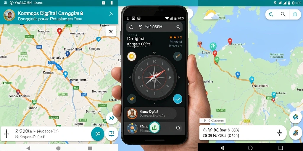 Antarmuka YAGAOHEN yang menampilkan fitur Kompas Digital dengan jelas.